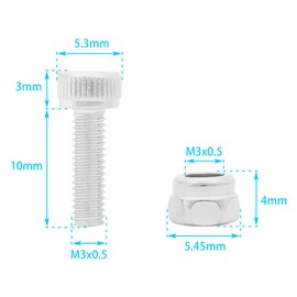 Xcotro 40Pins Pedal Pins Kit, M3x10mm Stainless Steel Bolts Screws with Nuts, MTB Bike Bicycle Cycling Pedals Pin Bolt Screw Accessories