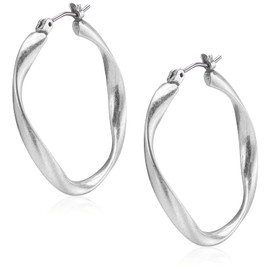 Lucky Brand Twist Hoop Earrings, Silver, One Size