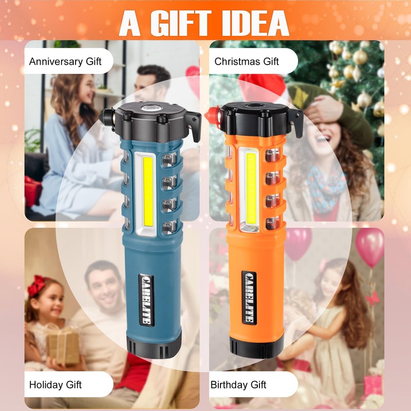 Emergency Car Flashlight with Seatbelt Cutter and Window Breaker, LED