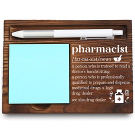 Wooden Sticky Note Holder for Pharmacists, Humorous Motivational Gift, Office Desk Decor, 16.5 x 12 x 1.5 cm,LQQ19