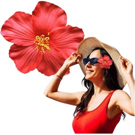 Red Hawaiian Flower Hair Clip for Women Girls Fashion Bohemian Flowers Hair Accessory for Dancer Bridal Wedding Beach Party Hair Clip Clips and Barrettes, Hair Styling Accessories