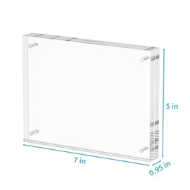 HIIMIEI Acrylic Photo Frame 13x18cm, Clear Double Sided Display Block Magnetic Picture Frame Free Standing