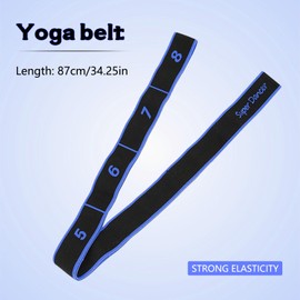 Prmape Pack of 2 Fitness Bands, Resistance Bands with Loops, Yellow Yoga Stretch Strap, Blue Sports Fitness Bands, Resistance Bands, Multi Loops, Adjustable Exercise Band for Fitness, Yoga, Dance Training