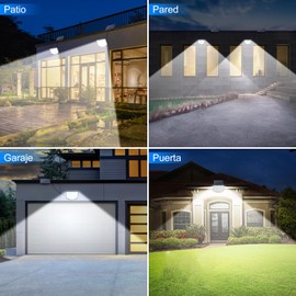 Luces Solares Para Exteriores Con Sensor De Movimiento Con 200 Led, Mando A Distancia, Cable De 5m, Luz De Inundación Solar Para Exterior Porche Patio Cobertizo (200 LED 1-Pack)