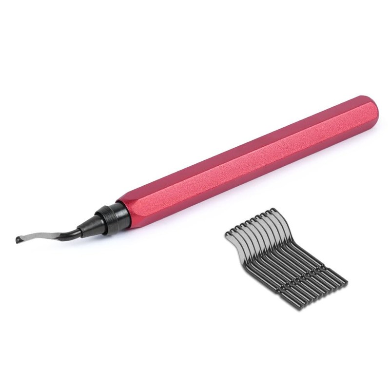 flintronic Universal Deburring Tool with 1 Metal Handle and 11