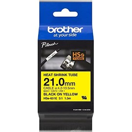 Brother Genuine Pro Tape HSe-651E Heat Shrink Tubing - Black on Yellow