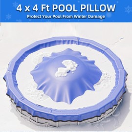 2Pcs 4x4Ft Pool Pillows for Above Ground Pools, 0.4mm PVC Cold-Resistant Air Pillow with 50 Ft Rope, Winterize Closing Kit for Winter Pool Cover
