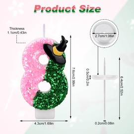 Geburtstagskerzen Zahlen, Rosa und Grünes Thema Tortenaufsatz mit Zahlen Geburtstagskuchen-Dekoration für Jubiläen Hochzeiten Partyzubehör für Babypartys (8)