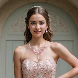 Clearine Wedding Jewellery Set for Women Bride, Gorgeous Stunning Crystal Marquise Teardrop Cluster Statement Necklace Dangle Drop Earrings for Bridal Bridesmaid Prom Accessories Pink Gold-Tone