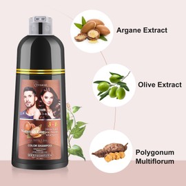 Brown Hair Dye Shampoo, 3 in 1 Formula, 500ml, Ammonia Free (BROWN)