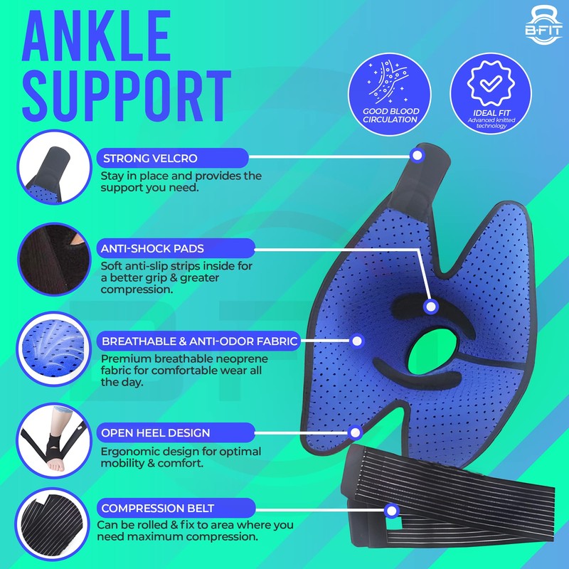 B fit USA Adjustable Ankle Brace with Wrap Support (2