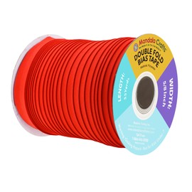 Mandala Crafts - Cinta de doble pliegue para costura, cinta de bies roja de 55 yardas, doble pliegue de dobladillo de 5/8 pulgadas, cinta de encuadernación de costura roja - Cinta de encuadernación de