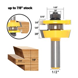 SICWOOD Shaker Style Cabinet Door Router Bit Set 1/2 Shank, 2PCS Rail and Stile Router Bit, 7/8” Thickness, for 1/4" Panels, for Router Door & Window Bits