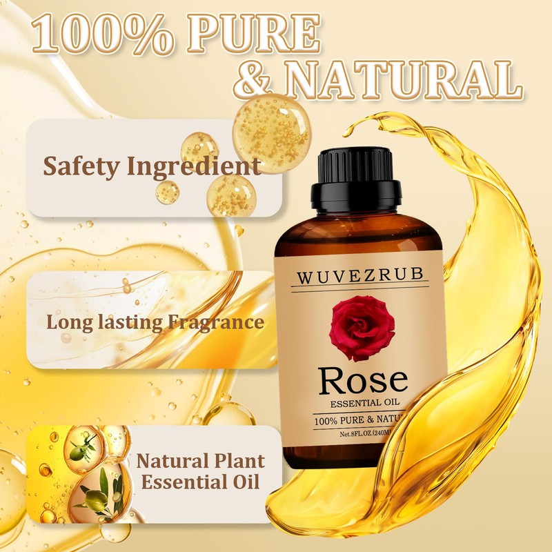 Wuvezrub Rose Essential Oil 240ML - 100% Pure and Natural