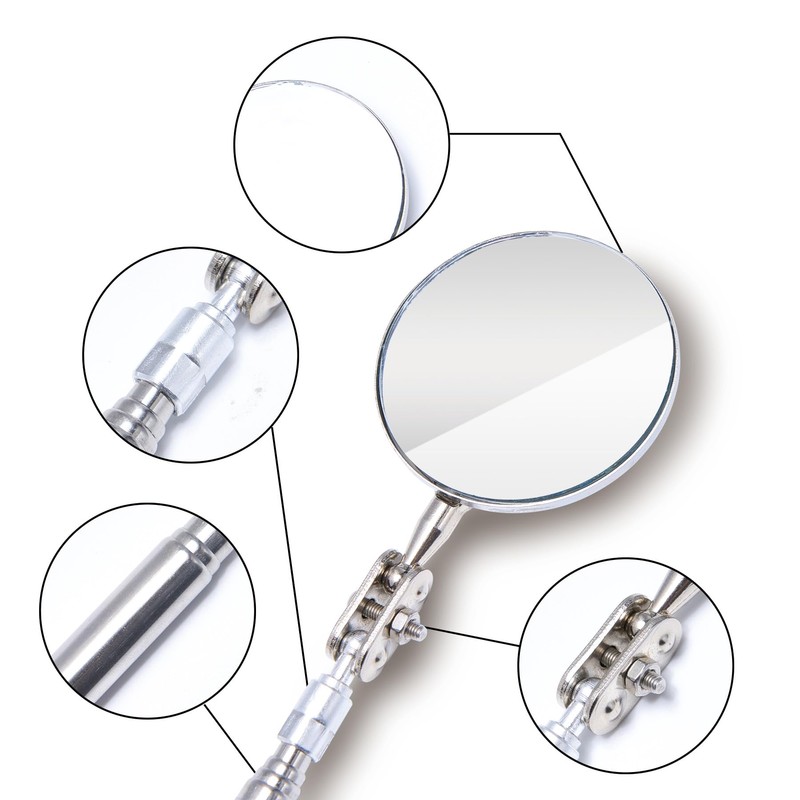 4 Pieces Telescoping Inspection Mirror Telescoping LED Lighted Flexible Inspection