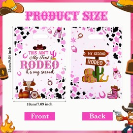 50 PCS This Ain't My First Rodeo It's My Second Party Favor Bags Cowgirl 2nd Birthday Gift Goodie Bags Pink Western Treat Candy Bags for Girls Two-Year-Old Birthday Rodeo Theme Baby Shower Table Decor