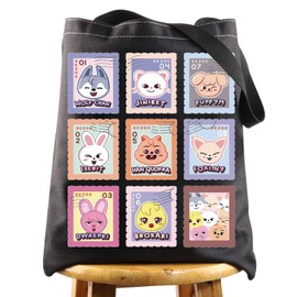 BWWKTOP Kpop SKZ Canvas Tote Bag Kpop SKZ Gifts SKZ Shoulder Bag SKZ Merchandise SKZ Member Gifts, Skzstamp Bl Tg