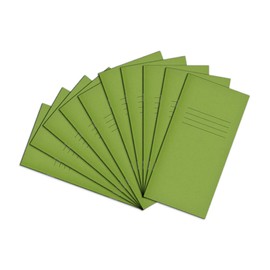 Rhino 8 x 4 Exercise Books, 32 Page / 8mm Lined Paper Notebook, 10 Pack, Writing Book, Office & School Stationery Supplies, Light Green