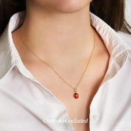 forme di Lucchetta - Lucky Red Ladybug Pendant in 14 Kt Yellow Gold, Hand Enameled, Womens 14k Italian Charms for Necklaces from Italy