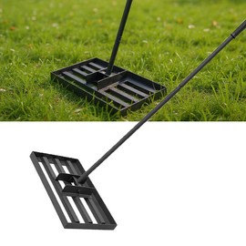 Heavy Duty Lawn Leveling Rake,Stainless Steel Lawn Leveler with Adjustable Long Handle ,Landscape Leveling Tool | Yard Leveling Landscape Rake & Ground Leveler (Black Metal 17*10 in)