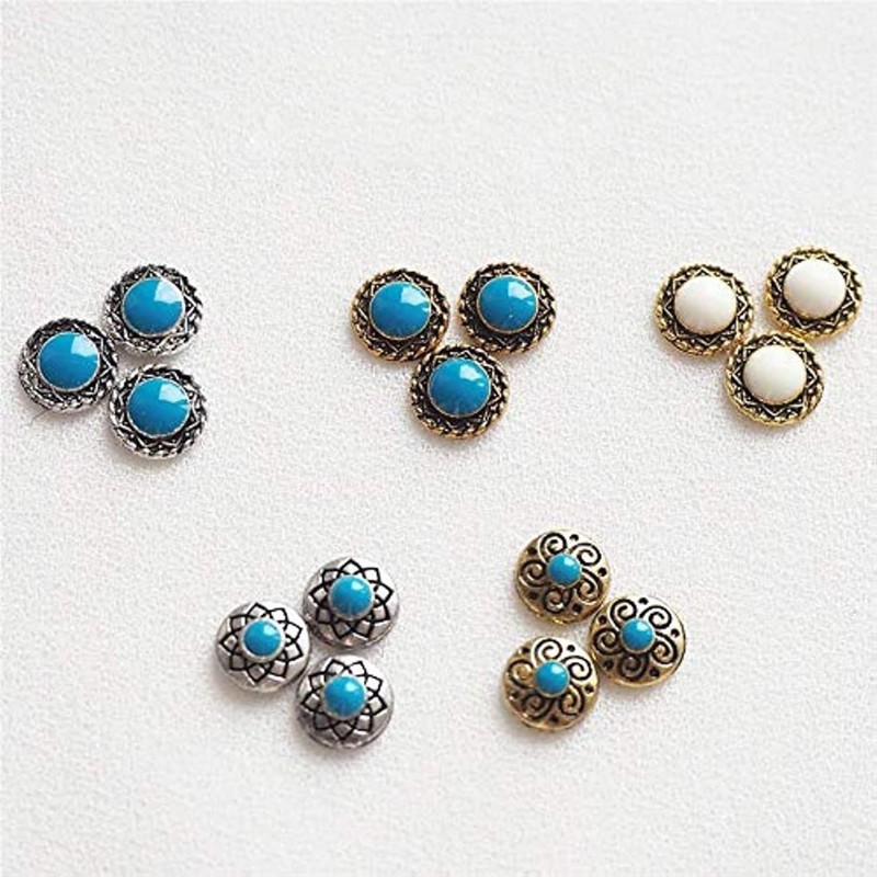 Turquoise Totem Flower Nail Charms - DIY Retro Western Nail