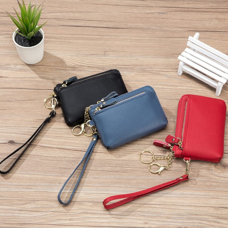 Bearneko Women's Mini Wallet, Coin Purse, Genuine Leather, L-Shaped Zipper,
