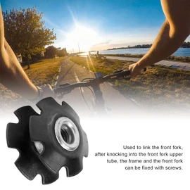 Tuerca de flor de horquilla delantera de bicicleta, portátil, de acero ligero, para bicicleta, tuerca de estrella, duradera, universal, práctica para tubo de horquilla de 28.6 mm para equipo de dirección de bicicleta