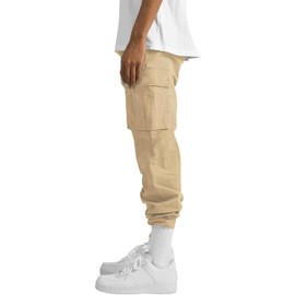 ALLABREVE Mens Casual Joggers Pants Hiking Drawstring Chino Cargo Pants Lightweight Outdoor Twill Track Jogging Sweatpants Cotton Loose Straight Leg Pants (Beige 40)