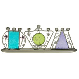 Copa Judaica Stylish Garden Menorah for Chanukah – for Standard Hanukkah Candles – Wall Menora Style – 3.5” Tall x 10.5” Wide