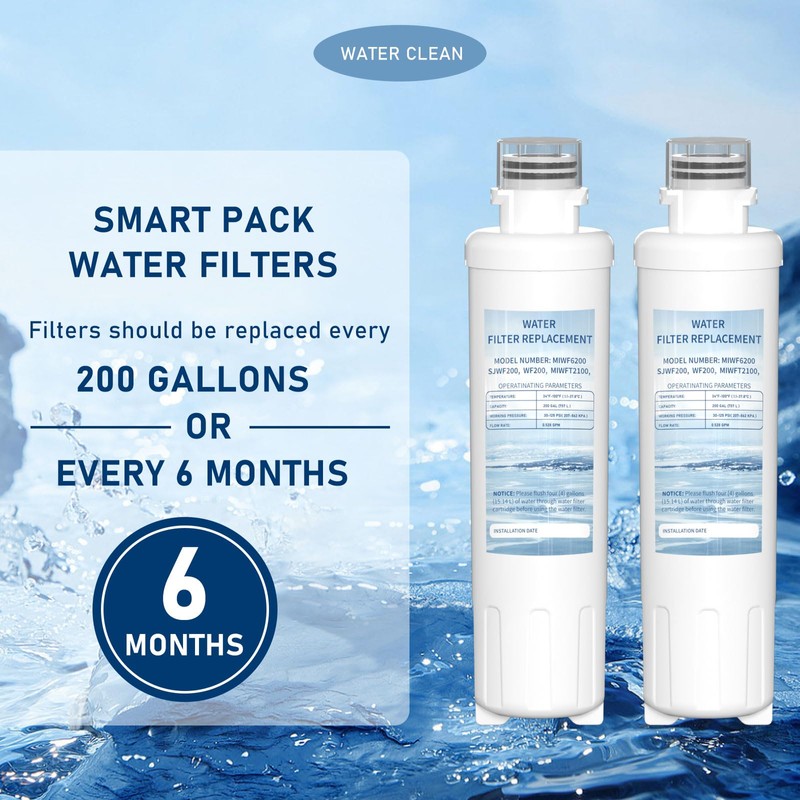 MIWF6200 Twist-in Water Filter Cartridge, Compatible with Midea MRS26D5AST, MF-2008-R2,