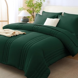 CozyLux King Size Comforter Set - 7 Pieces Bed in a Bag Emerald Green Comforters King Size Bed Set, Soft Bedding Set with All Seasons Comforter, Sheets, Pillowcases & Shams