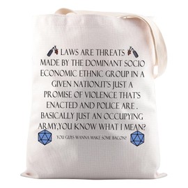 JNIAP DandD Gift Laws Are Threats Tote Bag Role Playing Games Gift D20 Dice Gfit (Laws Are Threats Tote Bag)