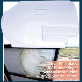 4812-01 RV Screen Door Slider Panel Bubble Style & 4810-00 Stopper & 4814-00 Holder 3 in 1 Complete Kit Replacement for Dexter Right Hand Screen Door, Clear Plexiglass Bubble Style
