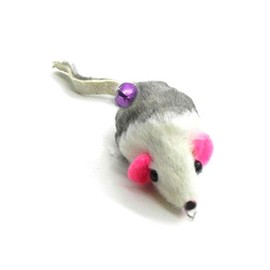 Kats'N Us Rabbit Fur Gray and White Mouse Teaser Wand Cat Toy Refill