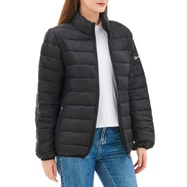 Alpine Swiss Amy Women Puffer Jacket Insulated Water Resistant Lightweight Down Alternative Packable Coat Zip Pockets BLK LRG