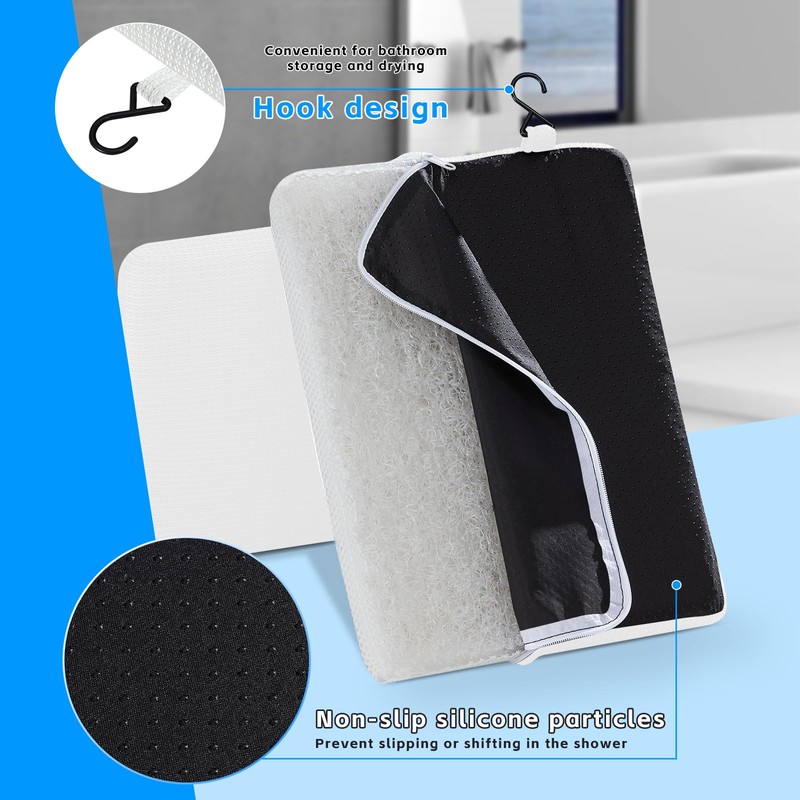 Non-Slip Shower Seat Cushion with 3D Mesh & Hooks -