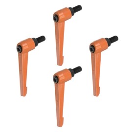 sourcing map 4pcs Adjustable Clamping Lever Handles M10 x 20mm Male Thread Bolt Knobs Rotating Screw Locking Quick Release Ratchet Push Button Handle, Orange