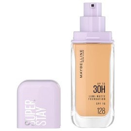 Maybelline Super Stay Lumi Matte Base de Maquillaje Líquida, Alta Cobertura con Acabado Mate Luminoso, Tecnología Lightwear 30H de Duración, Tono 128,