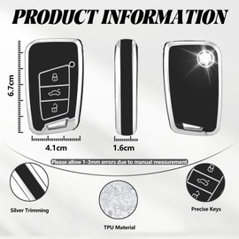TOOMUME Key Cover, Car Key Case Suitable for VW Volkswagen Passat B8 Golf 7 Tiguan T-Cross Polo CC Seat Leon Ibiza Skoda Superb Kodiaq, Key Cover Protection Key Housing – Smart Key