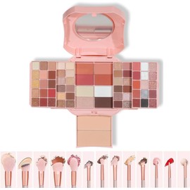 Kit de combinación de paletas de maquillaje profesionales, que incluye paletas de sombras de ojos profesionales de 64 colores y 13 juegos de cepillos de maquillaje