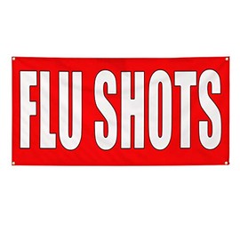 Vinyl Banner Multiple Sizes Flu Shots Doctor Health Care Outdoor Weatherproof Industrial Yard Signs Red 4 Grommets 24x48Inches