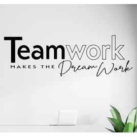 TEAMWORK makes the dream work Wall Decal - Teamwork Decal - Teamwork Wall Art - Motivational Office Wall Art - Office Wall Decor Business Front store Entry way| 69 x 22 inches | Black Matte |