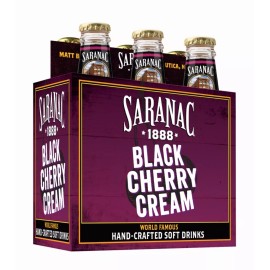 Saranac Black Cherry Cream Soda - 6 Pack of 12oz Glass Bottles Unopened