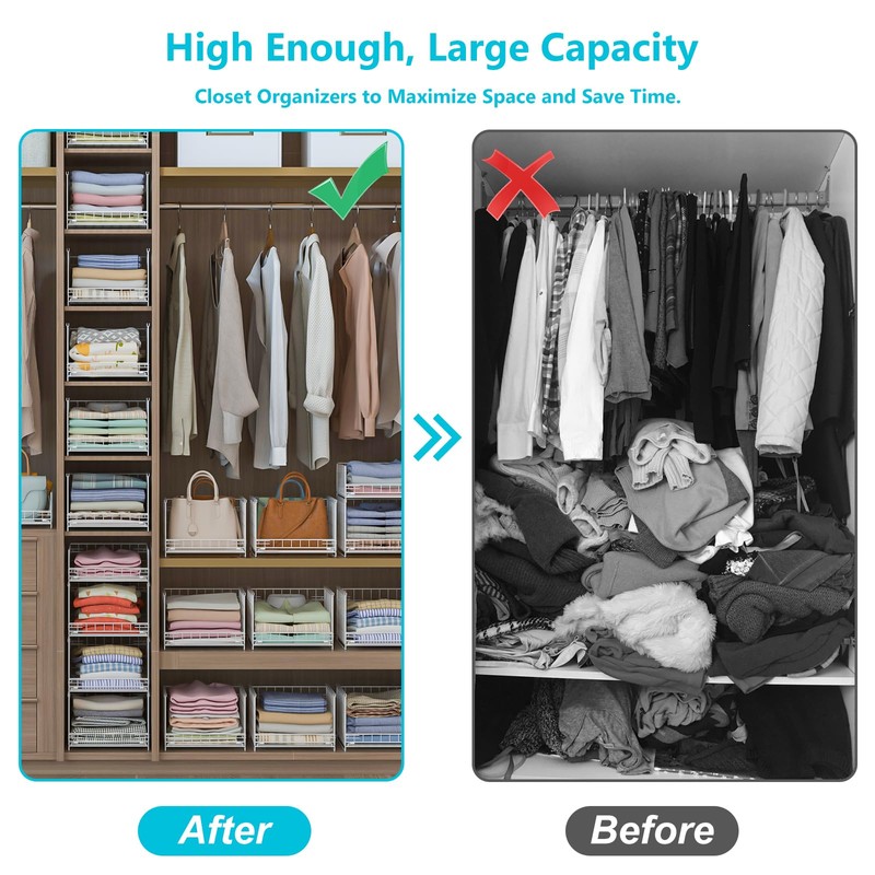 Hongtamoya 4-Tier Stackable Closet Organizers and Storage Shelves, Sliding Storage
