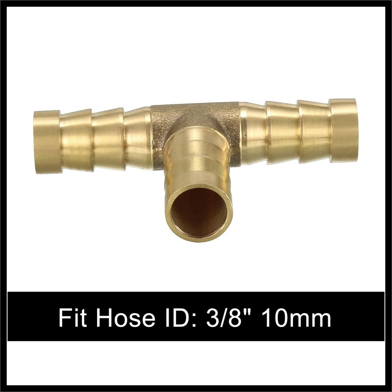 Hihaha 3/8" 10mm Brass Barb Hose Fitting Tee T 3