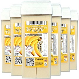 Roll on wax cartridge, roller refill, COLOPHONY FREE 100ml x 6pcs Waxee (Roll on wax Banana)