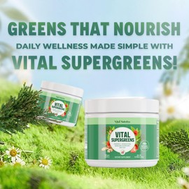 Vital Greens Superfood Powder – New Formula with 40+ Superfoods Daily Green Drink Powder w/Probiotics – Supergreens for Energy, Gut Health, Digestion Support, Plant-Based, Vegan Superfoods