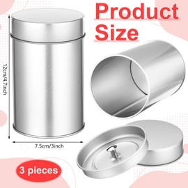 Zopeal 3 Pack Metal Tea Tin Canister with Airtight Double Lids 16 oz Round Tin Can with Lid Double Sealed Small Kitchen Container for Loose Tea Storage Coffee Sugar Candy Herbs and Spices
