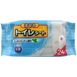 Cotton Lab Flushable Toilet Sheet, Refreshing Mint Scent, Pack of 24