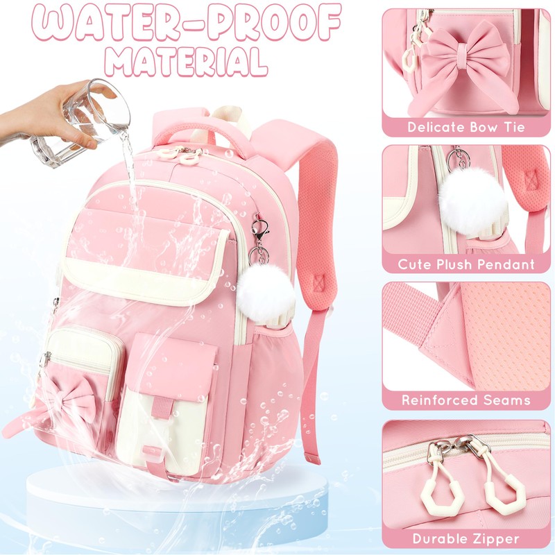 Tecoloy Backpack for Girls, 3PCS Girls Backpack with Lunch Box